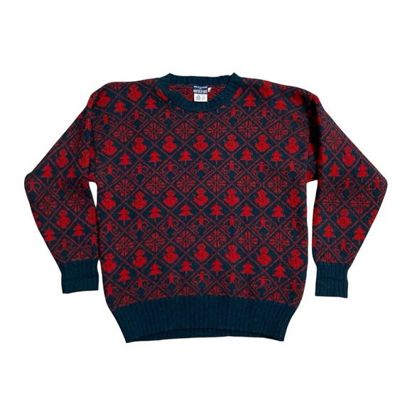 Vintage Nordstrom 100% Wool Sweater Women’s Size L Great Britain Christmas - Picture 1 of 8
